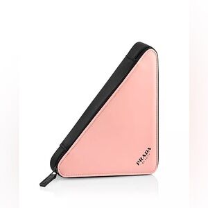 NWT Prada Beauty Pouch Big Triangular Logo Pink and Black